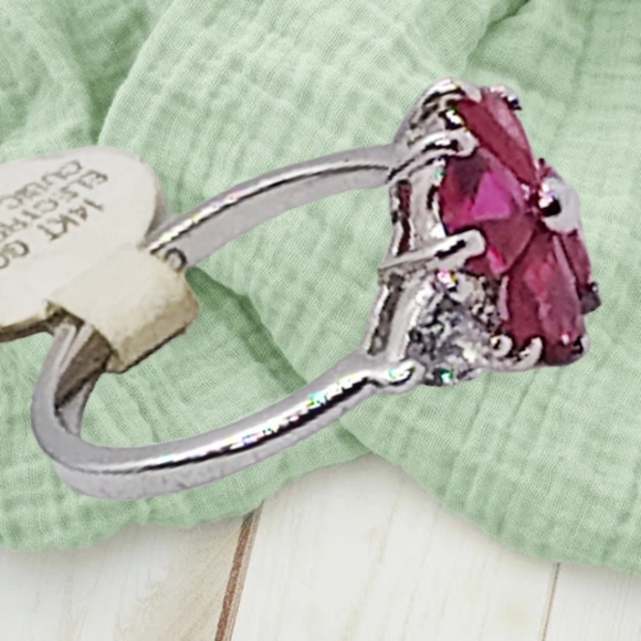 👣4/$20. 14KT Gold Electroaplatedr w/Red & Clear Cubic Zirconia - Picture 5 of 8